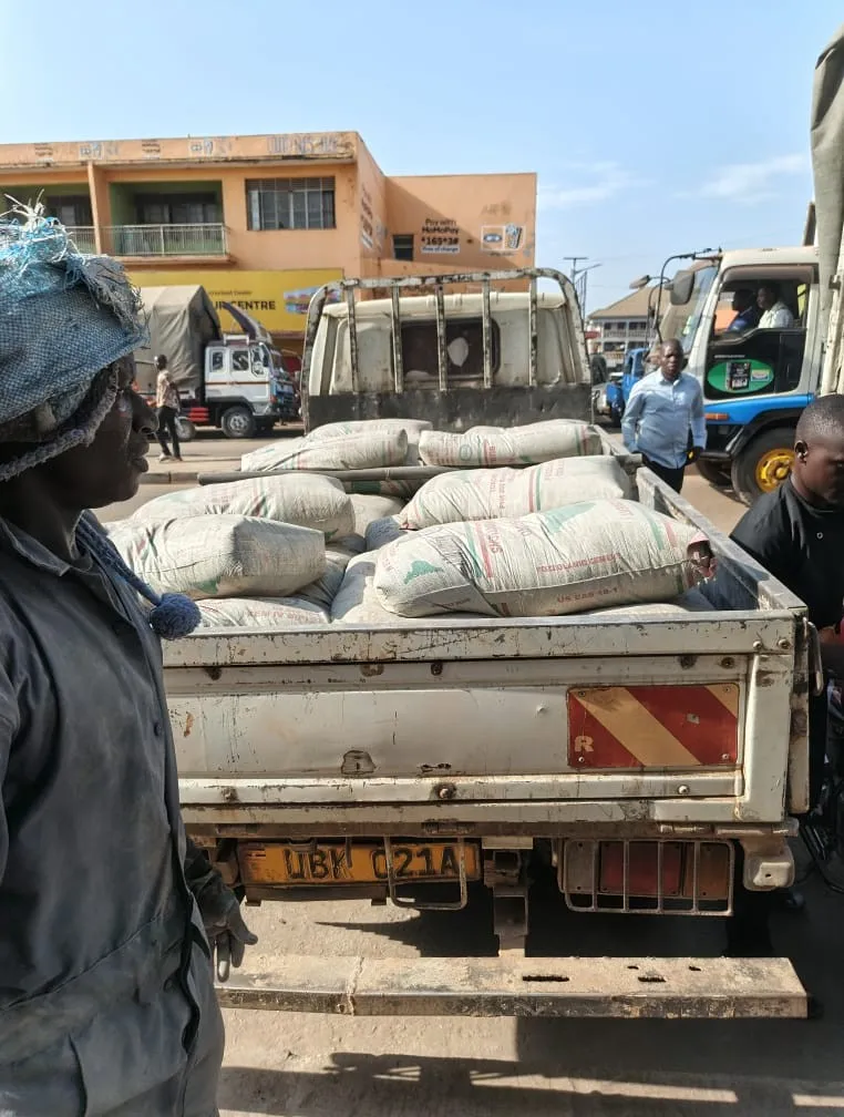 Cement bags loaded on a pickup