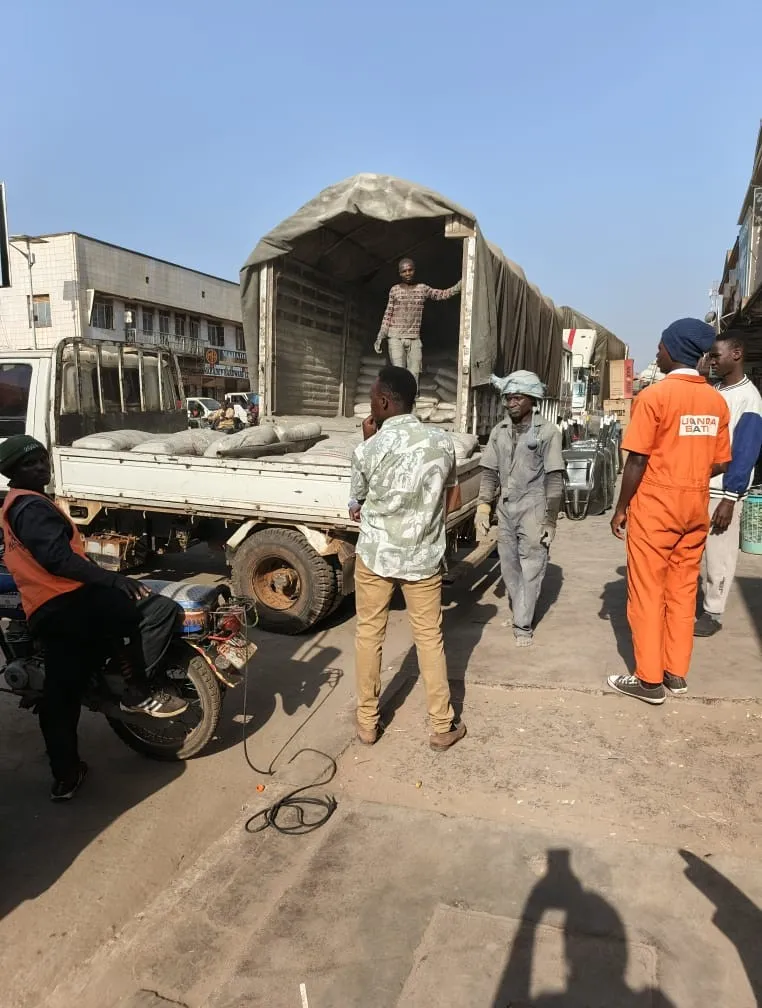 Cement being loaded onto a delivery truck
